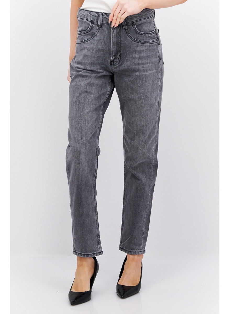 ESPRIT Women Mom Fit Washed Stretchable Jeans, Grey  - Image 1