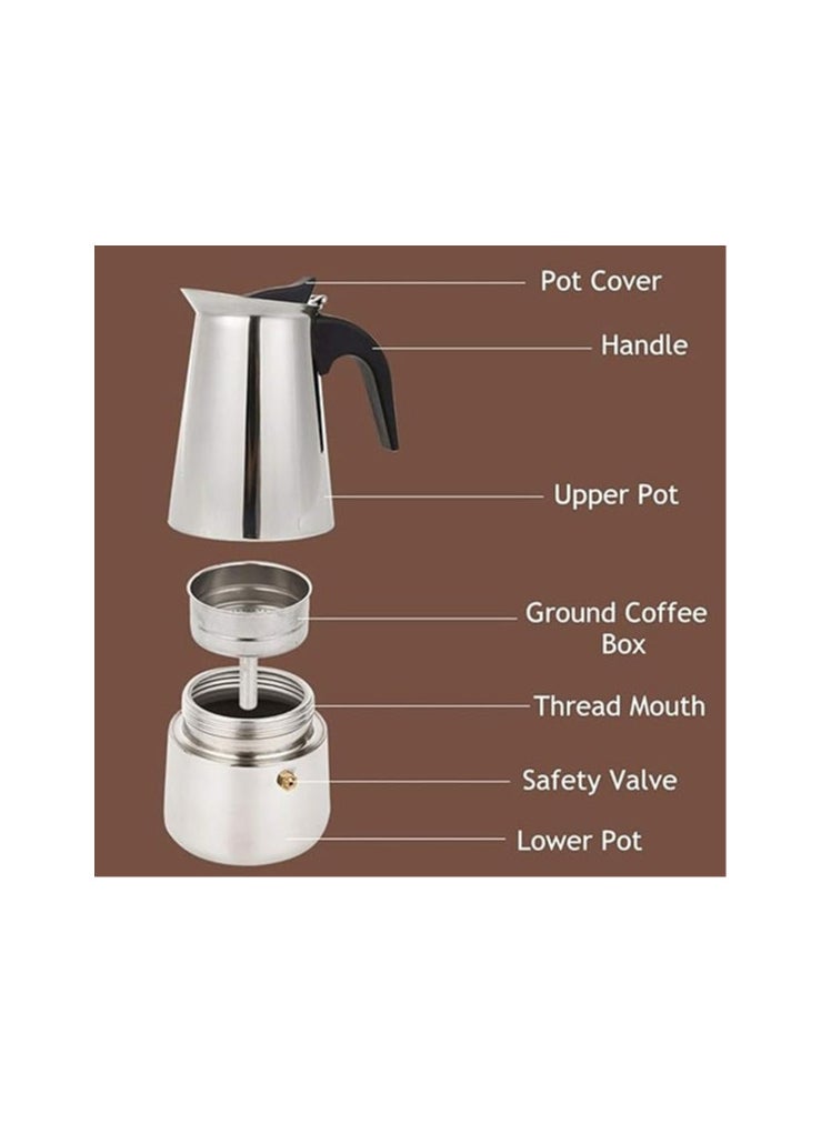 Atlasware Vinsh Enterprise� Stainless Steel Percolator Coffee Maker Stove top Espresso Maker Moka Pot Coffee -6 Cups  - Image 4