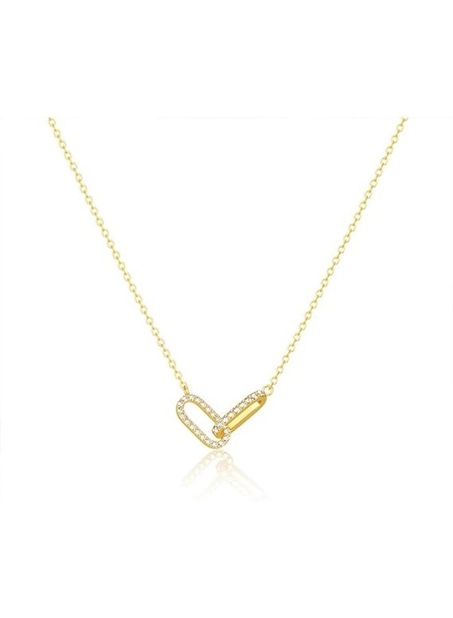 HZYH Gold Pendant Necklace for Women, Dainty Diamond Necklaces, Simple 14K Gold Plated Paperclip Choker Necklaces, Cute Minimalist Open Oval Necklaces, Trendy Jewelry, for Women and Girls Gifts - Image 1