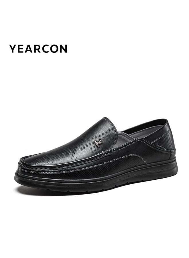 YEARCON Yierkang Men's Business Casual Slip-on Shoes, Soft-soled Loafers, 96388w, Black, Size 42 - Image 1