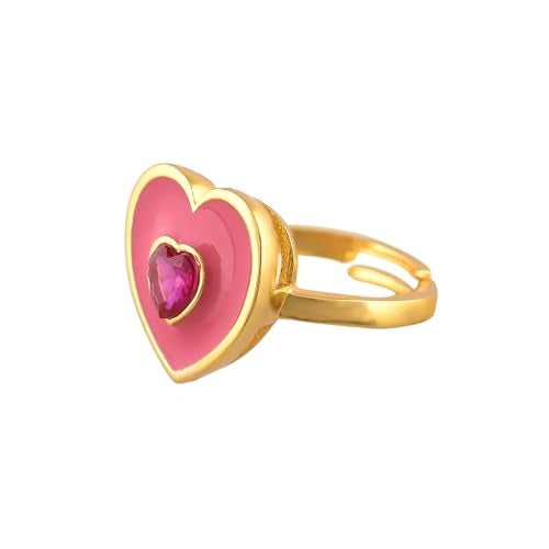 VOYLLA Valentine's Day Pink Heart Ring, Gift For Her, Valentines Gift For Her - Image 1
