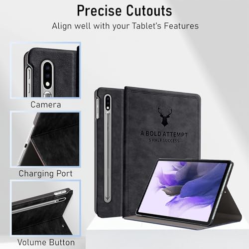 Robustrion Deer Pattern Flip Stand Case Cover for Samsung Galaxy Tab S8 Plus / S7 Plus /S7 FE 12.4 Inch SM-X800/X806/T970/T975/T976/T735 Cover - Deer Black - Image 5