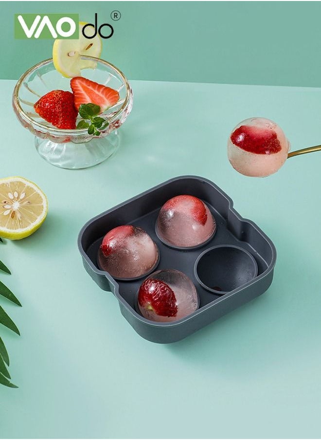 VAOdo - 4 Pices Ice Cube Tray Round DIY Ice Cube Ball Maker For Hockey Cocktail Coffee Whiskey Champagne Beer Juice - Image 1