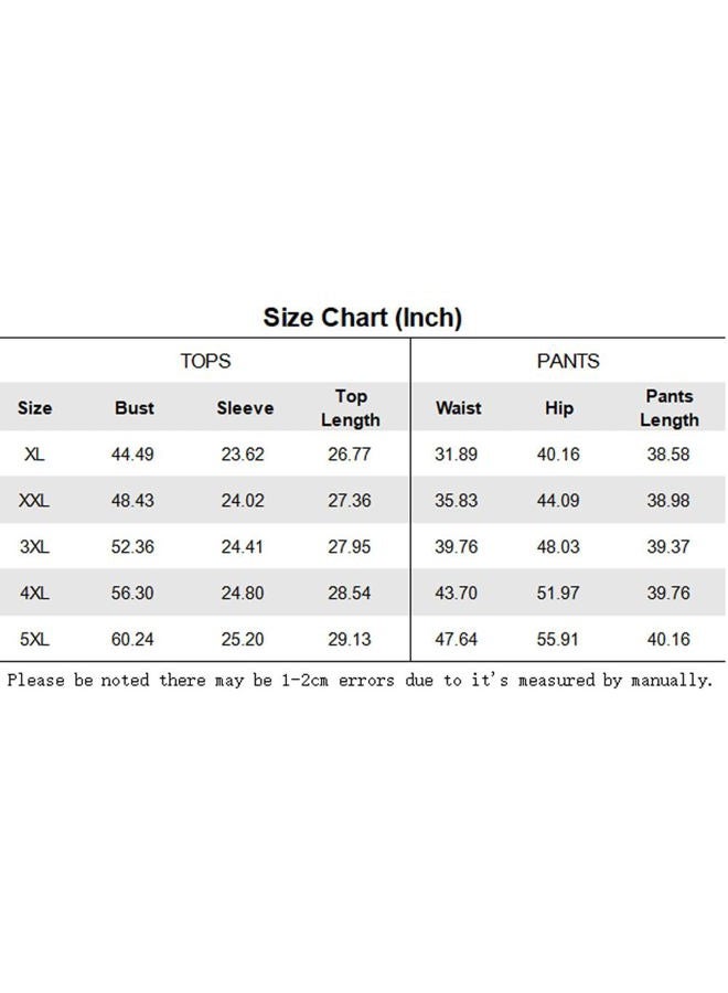 PINSV Women's Plus Size 2 Piece Outfits Tracksuits Long Sleeve Top Pants Sets Sweatsuit, Green Print, 4XL Plus - Image 4