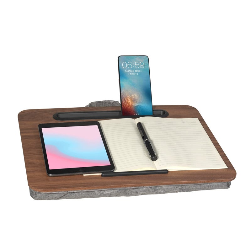 Lap Desk Portable Laptop Desk Fits Up to 16 Laptops with Tablet Slot Builtin Cushion Great for Home  OfficeLap Desk with Cushion Brown Medium