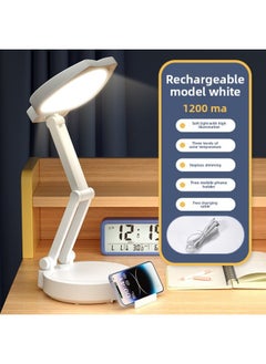 Led Learning Desk Lamp Three-gear Dimming Bedroom Study Desk Lamp Dormitory Charging Reading Creative Folding Eye Protection Desk Lamp-Light Source Power:3.5W-Light Color:White Charging Model (1200 MA)