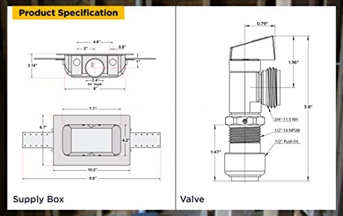 Highcraft Washing Machine Outlet Box with Center Drain 12 Push Fit Connection Valve Laundry Washer Box - Image 3