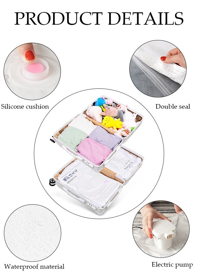 DUNISO Vacuum Storage Bags with Electric Pump- Pack of 10 (2 Jumbo + 2 Large + 2 Medium + 4 Small) Reusable Compression Bags Space Saver for Packing, Clothes, Comforters , Blankets  - Image 5