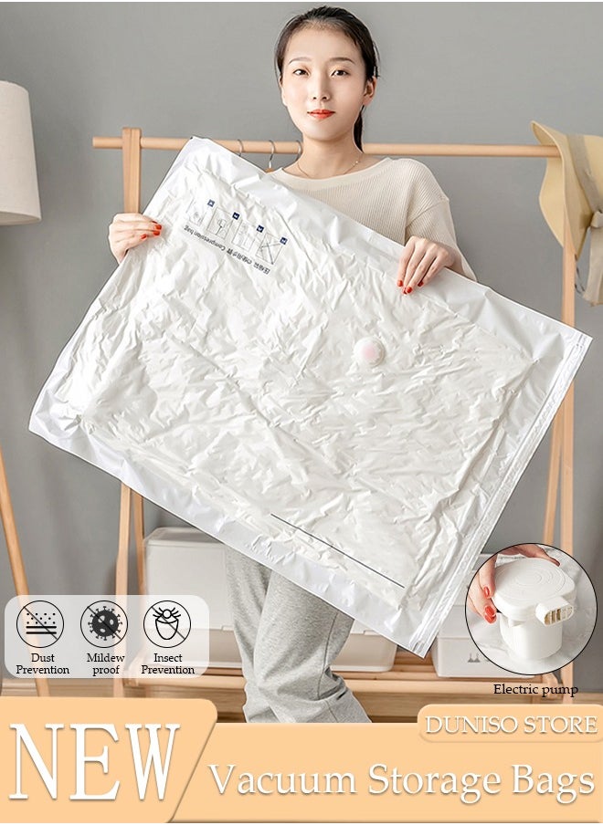 DUNISO Vacuum Storage Bags with Electric Pump- Pack of 10 (2 Jumbo + 2 Large + 2 Medium + 4 Small) Reusable Compression Bags Space Saver for Packing, Clothes, Comforters , Blankets  - Image 1