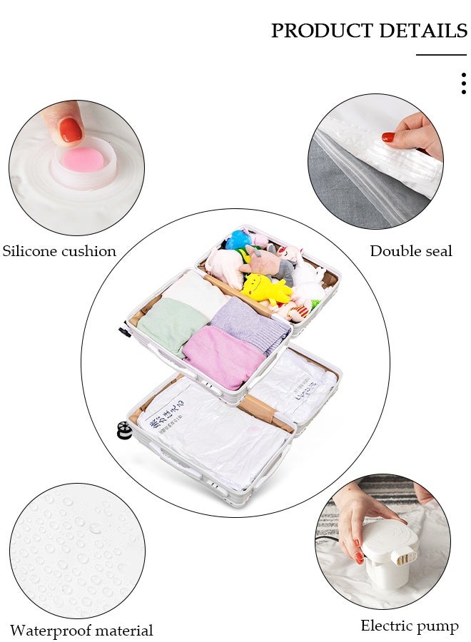 DUNISO Vacuum Storage Bags with Electric Pump- Pack of 10 (2 Jumbo + 2 Large + 2 Medium + 4 Small) Reusable Compression Bags Space Saver for Packing, Clothes, Comforters , Blankets - Image 2
