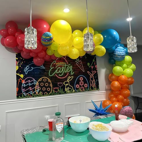 Togvu 141 Pcs Summer Tropical Balloon Arch Garland Kit, Hot Pink Lime Green Orange Slate Blue Yellow Latex Rainbow Balloon Garland Kit for Hawaiian Luau Aloha Birthday Baby Shower Pool Party Decorations - Image 4