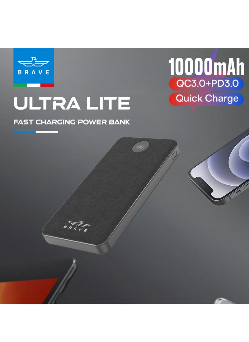 Brave - 10000mAh Slim USB-C Power Bank, 10000 mAh 22.5W Portable Charger with PD3.0 & QC3.0 Fast Charging, LED Display, High-Speed Charging Battery Pack for iPhone 16/15/14/13/12/11 Pro, Samsung S24/S23/S22, Google Pixel, LG, iPad, AirPods, Nintendo Switch & More Devices - Image 1