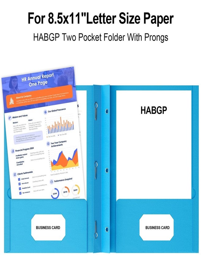 HABGP 100 Pack Two Pocket Folder with Prongs, Paper Folders with Pockets and Business Card Holder, Folders with Pocket Fit Letter Size, Organizing Papers in School, Office & Business 5 Color 20 Set - Image 4