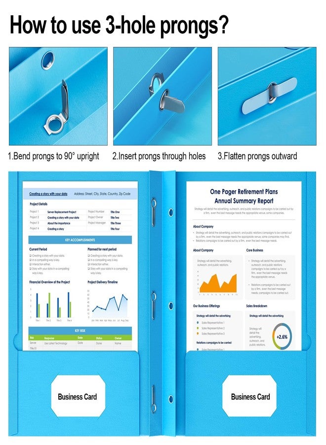 HABGP 100 Pack Two Pocket Folder with Prongs, Paper Folders with Pockets and Business Card Holder, Folders with Pocket Fit Letter Size, Organizing Papers in School, Office & Business 5 Color 20 Set - Image 3