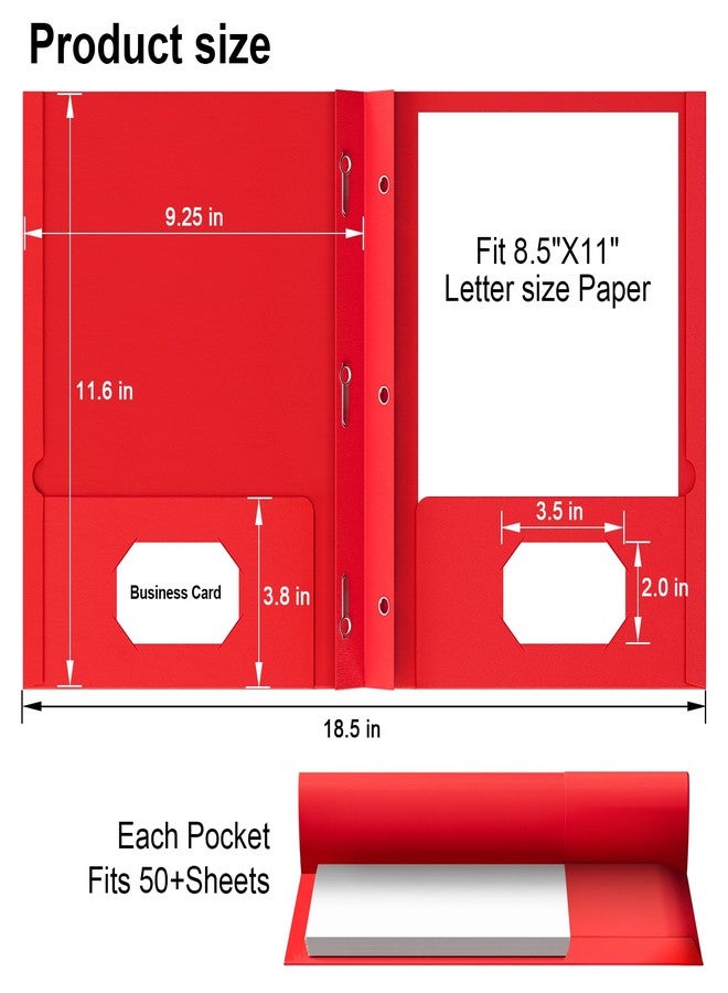 HABGP 100 Pack Two Pocket Folder with Prongs, Paper Folders with Pockets and Business Card Holder, Folders with Pocket Fit Letter Size, Organizing Papers in School, Office & Business 5 Color 20 Set - Image 2