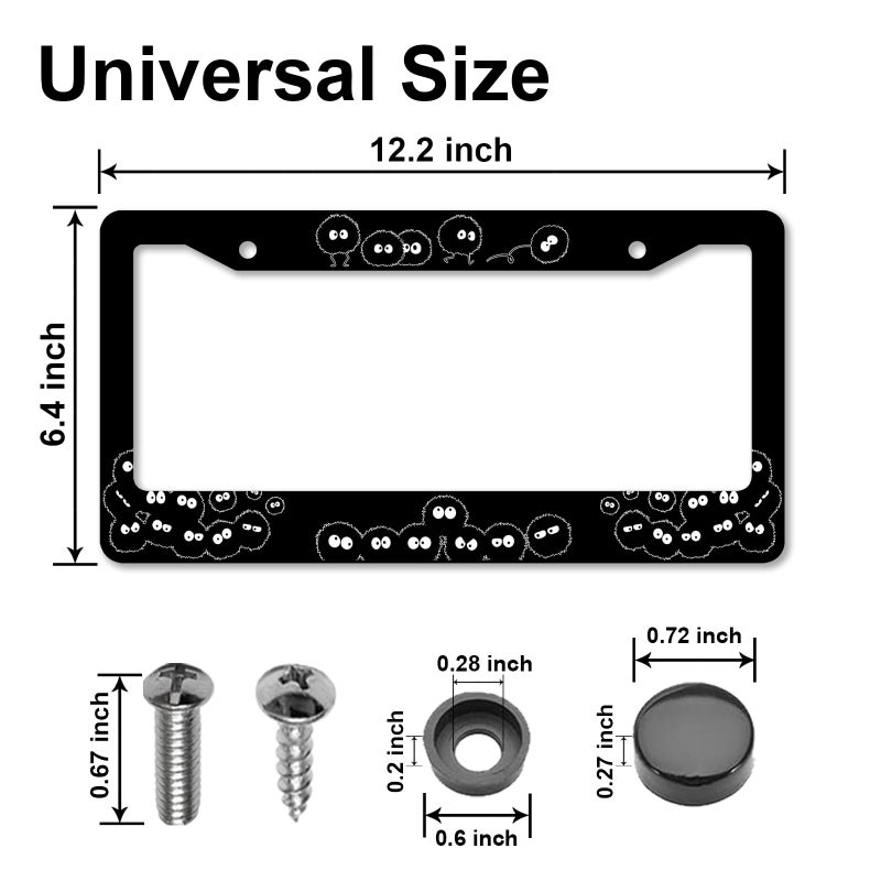 DGDRHZ Anime Soot License Plate Framesï¼ŒAnime Sprites Car Accessories for Women and Men ï¼ŒCute Soot Sprites License Plate Holderï¼ŒAluminum License Plate Frame Fits Standard US Vehicles Size 12.2 x 6 Inch - Image 2