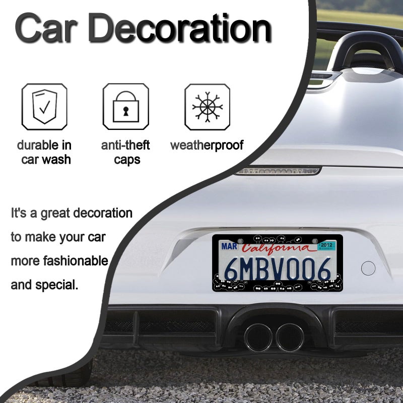 DGDRHZ Anime Soot License Plate Framesï¼ŒAnime Sprites Car Accessories for Women and Men ï¼ŒCute Soot Sprites License Plate Holderï¼ŒAluminum License Plate Frame Fits Standard US Vehicles Size 12.2 x 6 Inch - Image 5