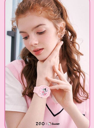 Pink Square Cartoon Sanrio Pattern Children's Watch Silicone Strap Suitable for Kids of All Ages Gift Watches - view 5
