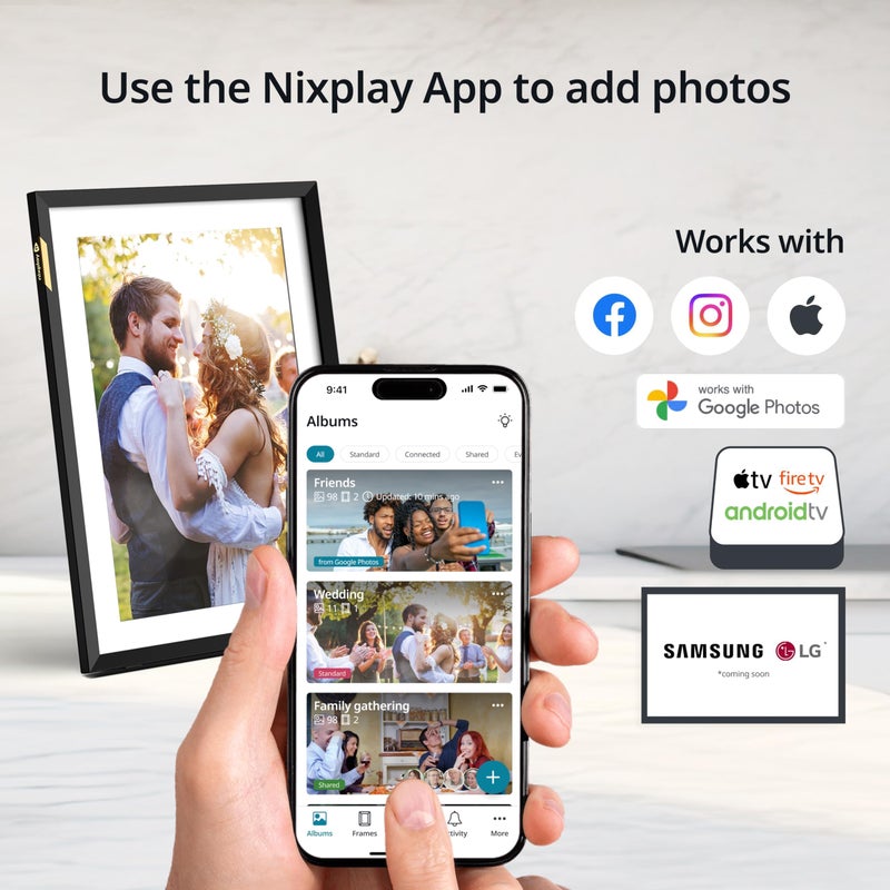 Nixplay Digital Touch Screen Picture Frame - 10.1â€ Photo Frame, Connecting Families & Friends (Black/White Matte) - Image 5