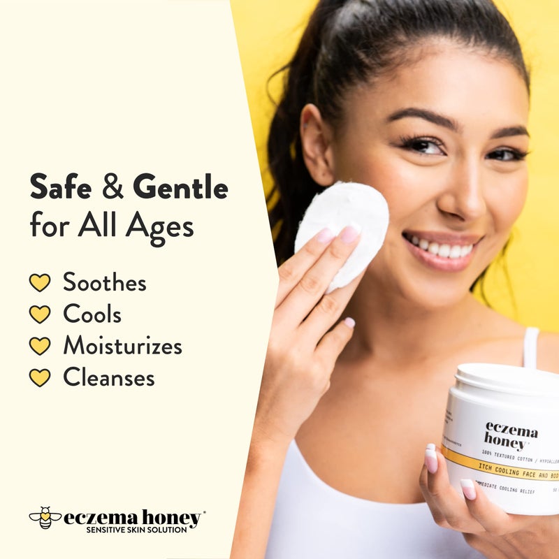 ECZEMA HONEY Itch Cooling Face  Body Rounds - Anti Itch Cotton Face Pads - Moisturizer for Eczema, Dry  Sensitive Skin (50 Cotton Rounds) - Image 3