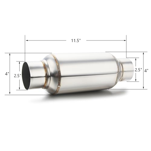 LCGP 2.5'' Inlet & Outlet Universal Muffler, 11.5'' Overall Length Stainless Steel Resonator 2 Pack - Image 3