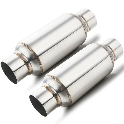 LCGP 2.5'' Inlet & Outlet Universal Muffler, 11.5'' Overall Length Stainless Steel Resonator 2 Pack - Image 1