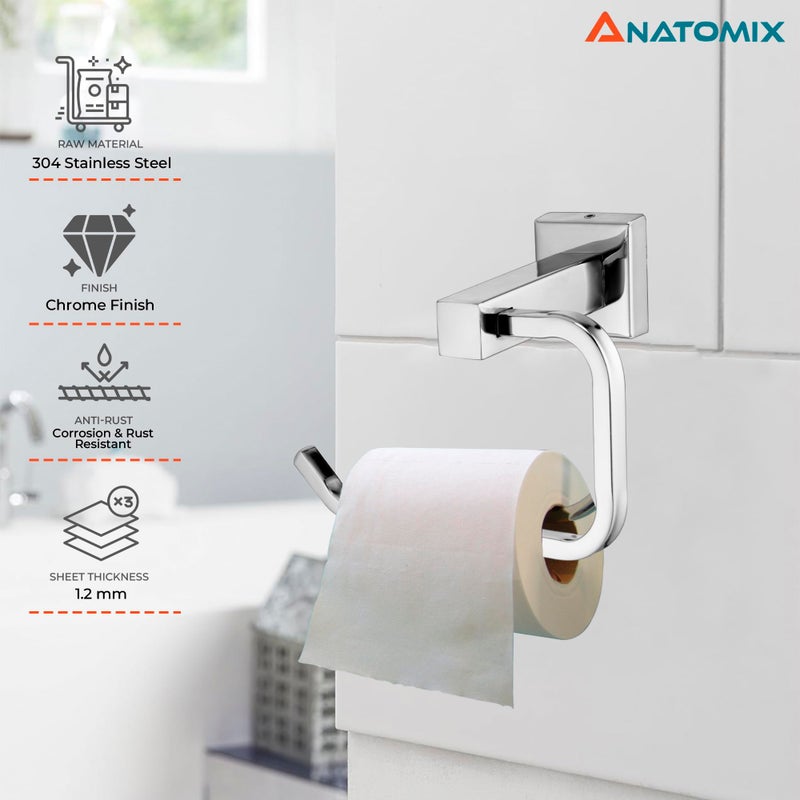 Anatomix Stainless Steel Toilet Paper Holder, Toilet Paper Roll Holder for Bathroom/Toilet Tissue Roll Holder - Gshape Pack 1 Wall Mounted - Image 3