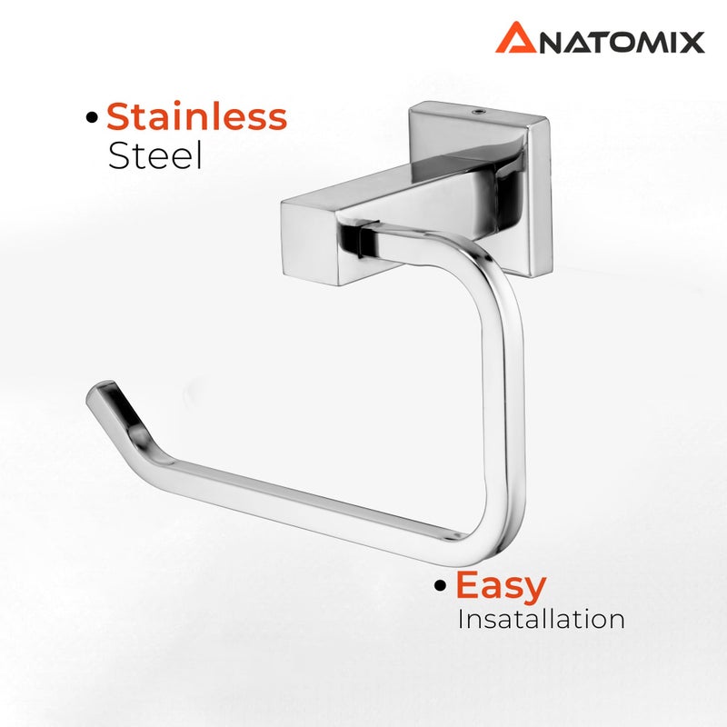 Anatomix Stainless Steel Toilet Paper Holder, Toilet Paper Roll Holder for Bathroom/Toilet Tissue Roll Holder - Gshape Pack 1 Wall Mounted - Image 5