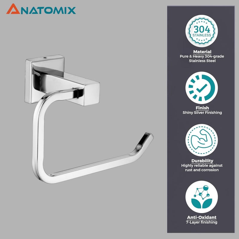 Anatomix Stainless Steel Toilet Paper Holder, Toilet Paper Roll Holder for Bathroom/Toilet Tissue Roll Holder - Gshape Pack 1 Wall Mounted - Image 4