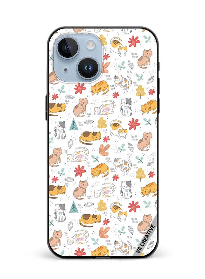 VR CREATIVE Protective Case Cover For Apple iPhone 15 Chilling Cat Pattern Design Multicolour - Image 1