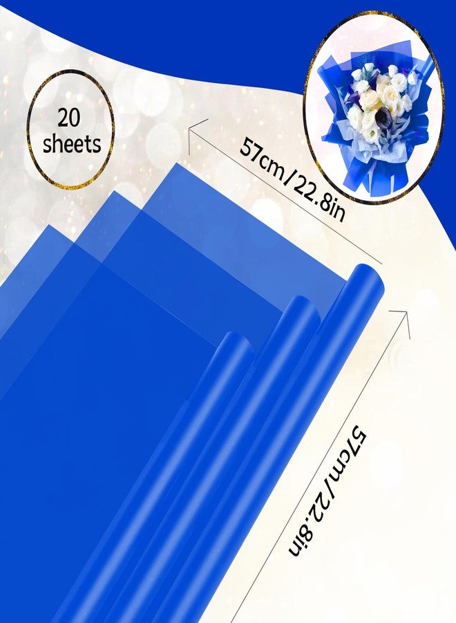Gloreyan 20 Sheets Blue Flower Wrapping Paper, Florist Bouquet DIY Craft Fresh Flower Bouquet Wrap Waterproof Floral Wrapping Gift Box Packaging Material Florist Supplies, 22.8 * 22.8 Inches(Blue - Image 2