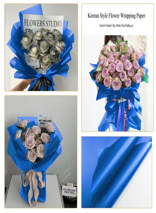 Gloreyan 20 Sheets Blue Flower Wrapping Paper, Florist Bouquet DIY Craft Fresh Flower Bouquet Wrap Waterproof Floral Wrapping Gift Box Packaging Material Florist Supplies, 22.8 * 22.8 Inches(Blue - Image 5