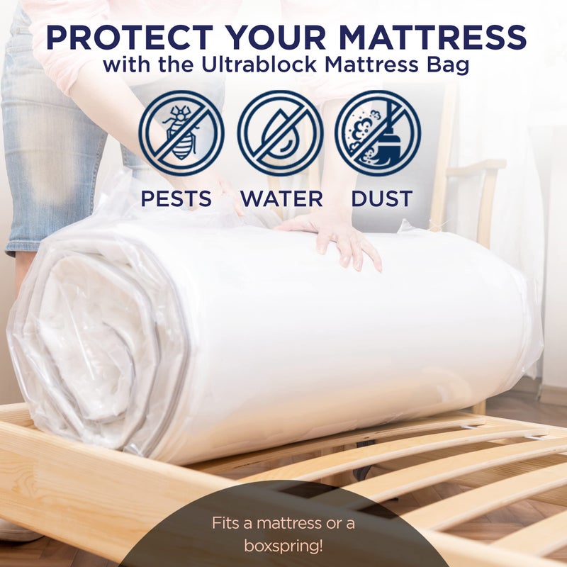 Ultrablock Mattress Bags for Moving or Storage – 6 Mil Reusable Plastic Cover, Tear and Puncture Resistant, Non-Slip Grip, Extra Thick Twin Size Bag – Moving Supplies - Image 2