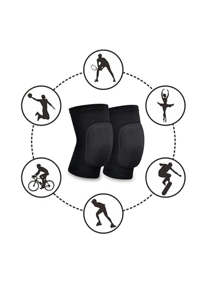 1 Pair Versatile Knee Pads Soft Breathable Knee Pads for Men Women Kids Knees Protective, Knee Brace for Volleyball Football Dance Yoga Tennis Running Cycling Workout Climbing(Black, L) - Image 1