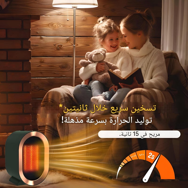 Compact Heater - Ultra-Efficient 1200W Fan Heater with Adjustable Thermostat for Quick Room Warming in Homes and Offices - Available in White or Green (color-green) - Image 4