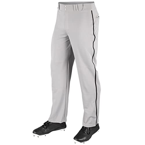 Champro MVP OB Open Bottom Baseball Pant with Contrast Color Braid Piping and Reinforced Double Knee Grey, Black - Image 5