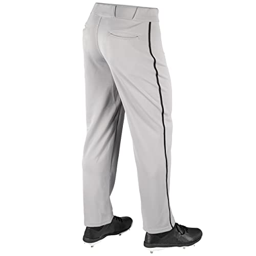 Champro MVP OB Open Bottom Baseball Pant with Contrast Color Braid Piping and Reinforced Double Knee Grey, Black - Image 2