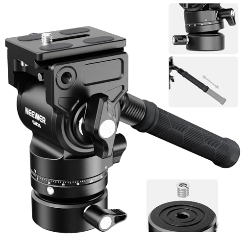 NEEWER Tripod Fluid Head with 7 Leveling Base 48mm Metal Mini Pan Tilt Video Head Mount with Arca Type QR Plate Telescopic Handle for Compact Video Camera DSLR Camera Max Load 11lb5kg GM35 - Image 1