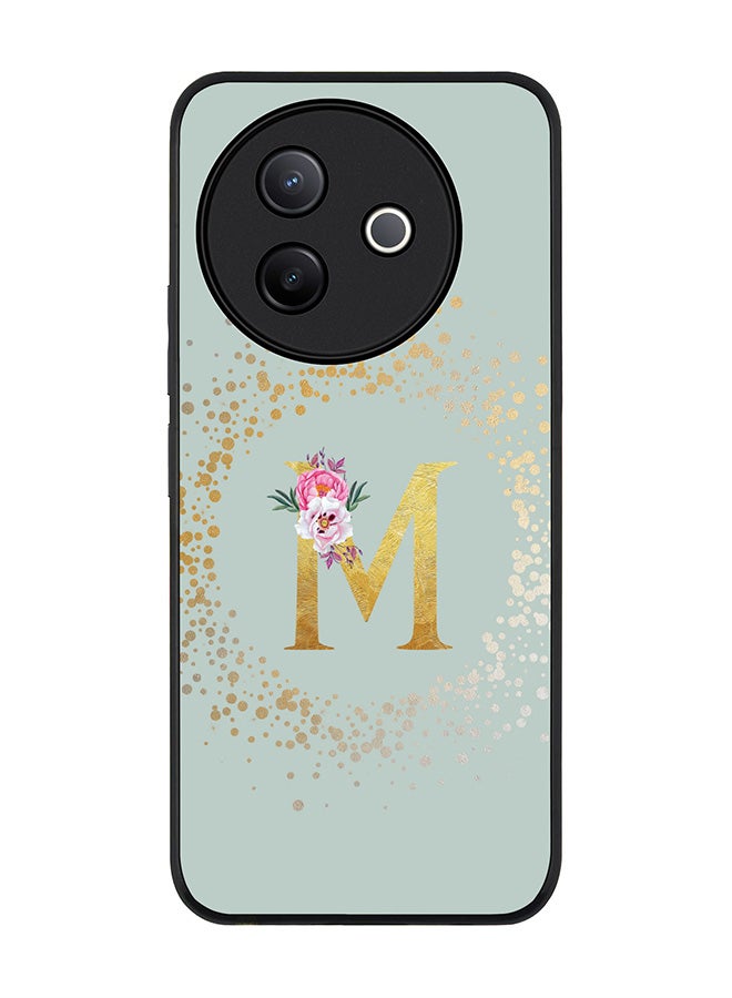 Stylizedd For Vivo Y39 5G / vivo Y300i 5G Case,Slim fit Camera Protection, Shockproof Thin Phone cover  - Custom Monogram Floral - M  (Light Grey ) - Image 1