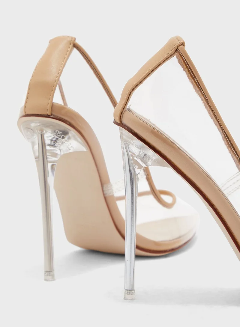 Ginger Clear Pointed Stiletto Heel Pumps With Trim