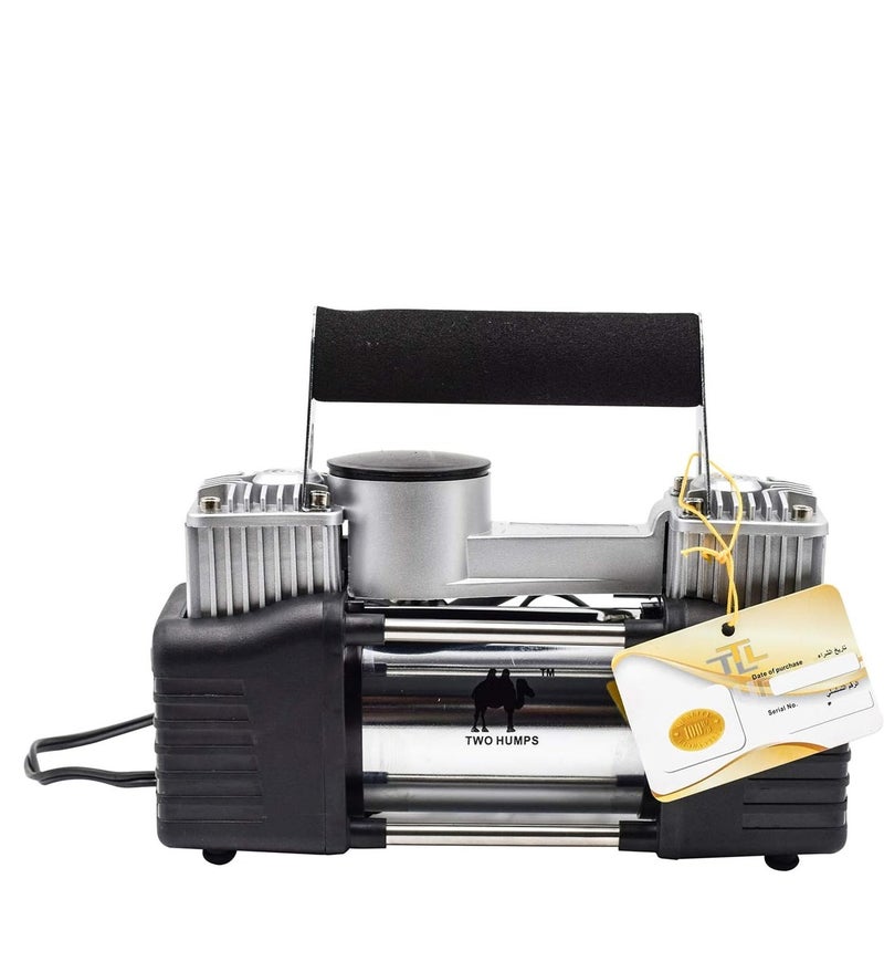 THUNDER Heavy Duty 2 Cylinder Air Compressor 12V Portable Car Tyre Inflator Pump High Pressure Dual Cylinder Air Pump with Carry Bag, Offroad SUV Car Air Compressor Kit, Multi Voltage AC/DC Air Compressor, Heavy Duty Tire Inflator with Gauge . - Image 1
