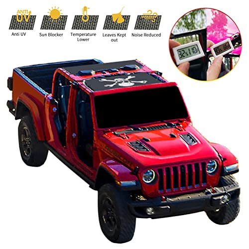 Shadeidea JT Sun Shade Top Compatible with Jeep Gladiator Top Sunshade Mesh Screen Roof Cover 20182023 Wind Noise UV Blocker 10 Year Warranty Skull FrontRear 2 pcs - Image 3