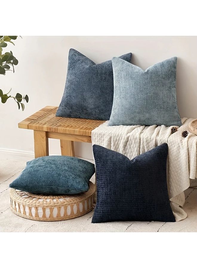 Navy Blue Vintage Checkered Throw Pillow Cover Soft Polyester Machine Washable - Image 1
