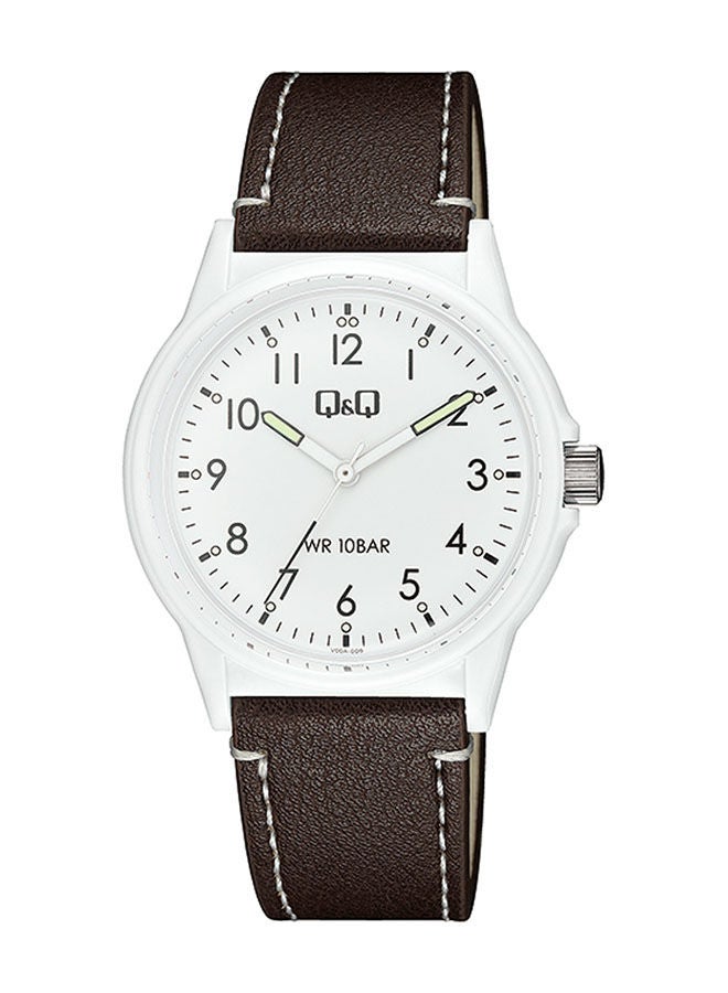 كيو آند كيو ساعة يد من الجلد بعقارب V00A-009VY - Image 1