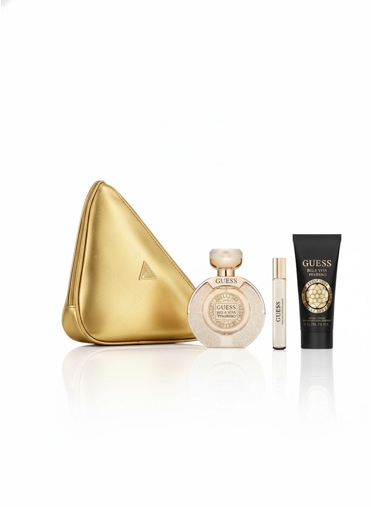 GUESS Bella Vita Paradiso Coffret Gift Set for Women EDP 100ml+TS-15ML+Body Lotion 100ml+Pouch - Image 2