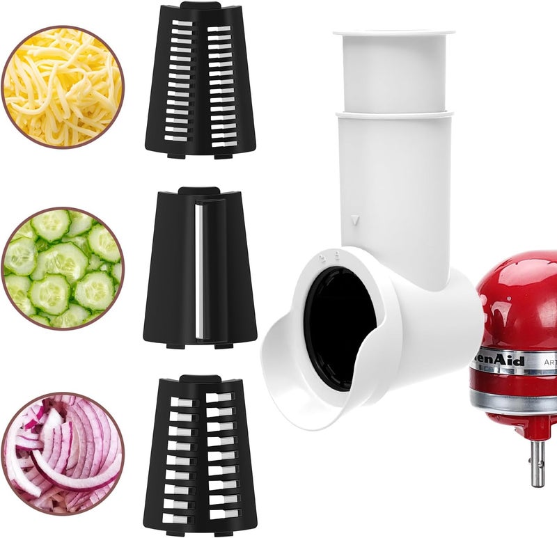 Fedowal Slicer/Shredder Attachments for KitchenAid Stand Mixers, Food Slicers Cheese Grater Attachment, Salad Maker Accessory Vegetable Chopper with 3 Blades Dishwasher Safe - Image 1