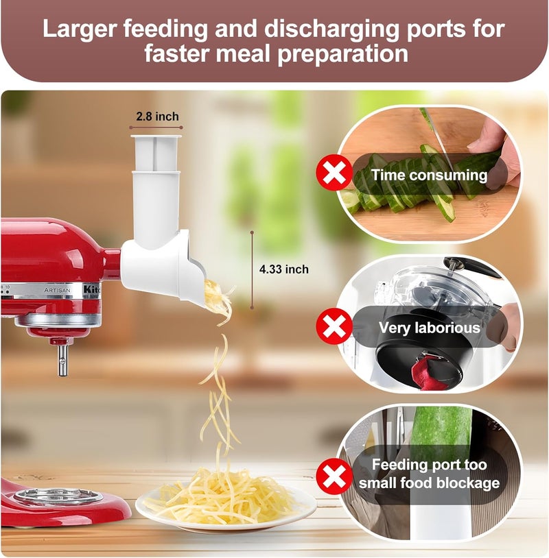 Fedowal Slicer/Shredder Attachments for KitchenAid Stand Mixers, Food Slicers Cheese Grater Attachment, Salad Maker Accessory Vegetable Chopper with 3 Blades Dishwasher Safe - Image 3