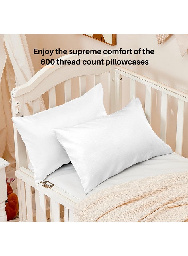 Warmstar 100% Cotton Toddler Pillowcase Set of 2, 600 Thread Count 13x18 Toddler Pillowcases Soft & Breathable, Cotton Travel Pillow Case Cover 13"x 18" with Envelope Closure,White - Image 2