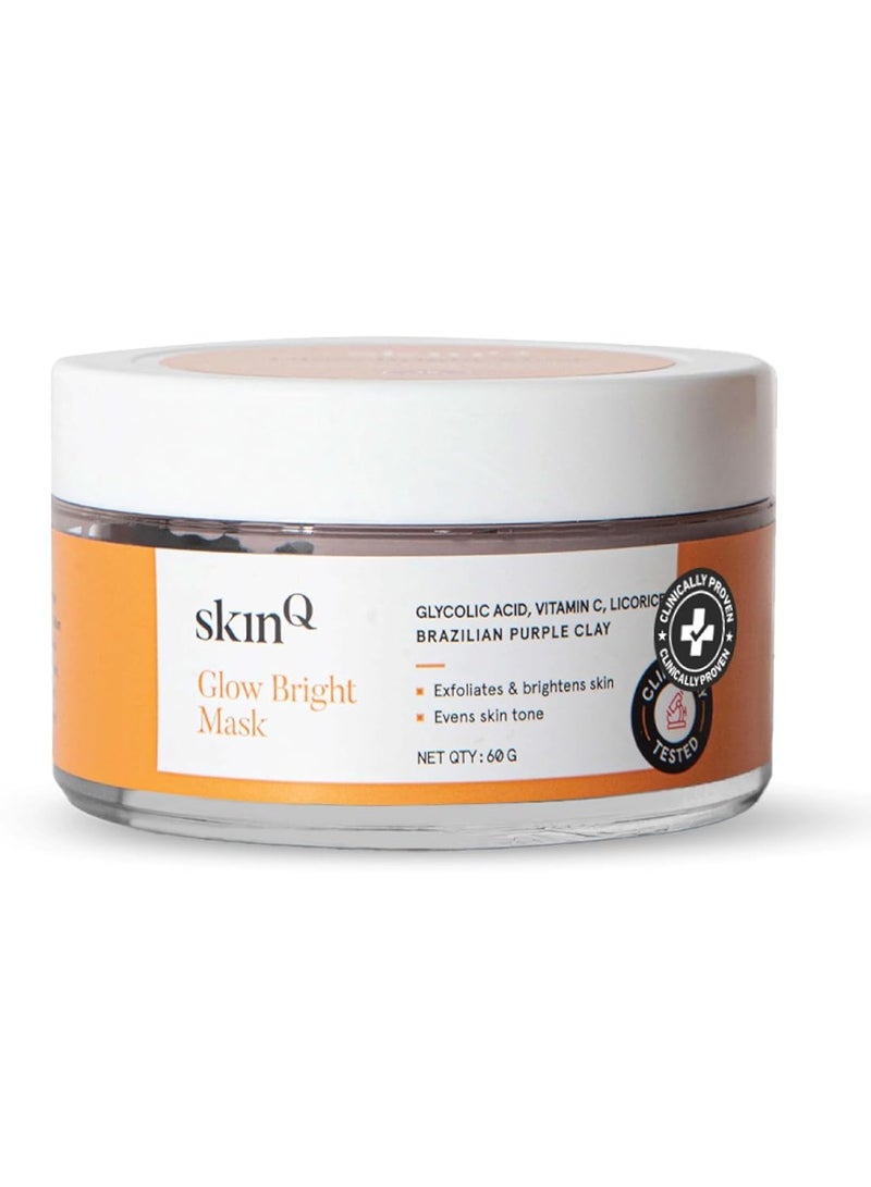 SkinQ Niacinamide and Vitamin C Face Mask AHA Based for Glowing Skin Reduces Tan Fights Pigmentation Instant Glow in 15 Minutes for All Skin Types Women and Men 60g - Image 1