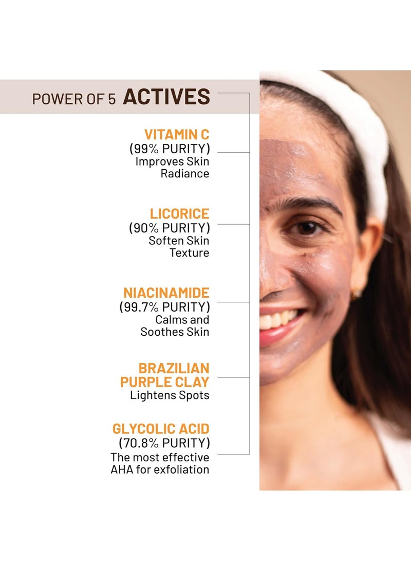 SkinQ Niacinamide and Vitamin C Face Mask AHA Based for Glowing Skin Reduces Tan Fights Pigmentation Instant Glow in 15 Minutes for All Skin Types Women and Men 60g - Image 5